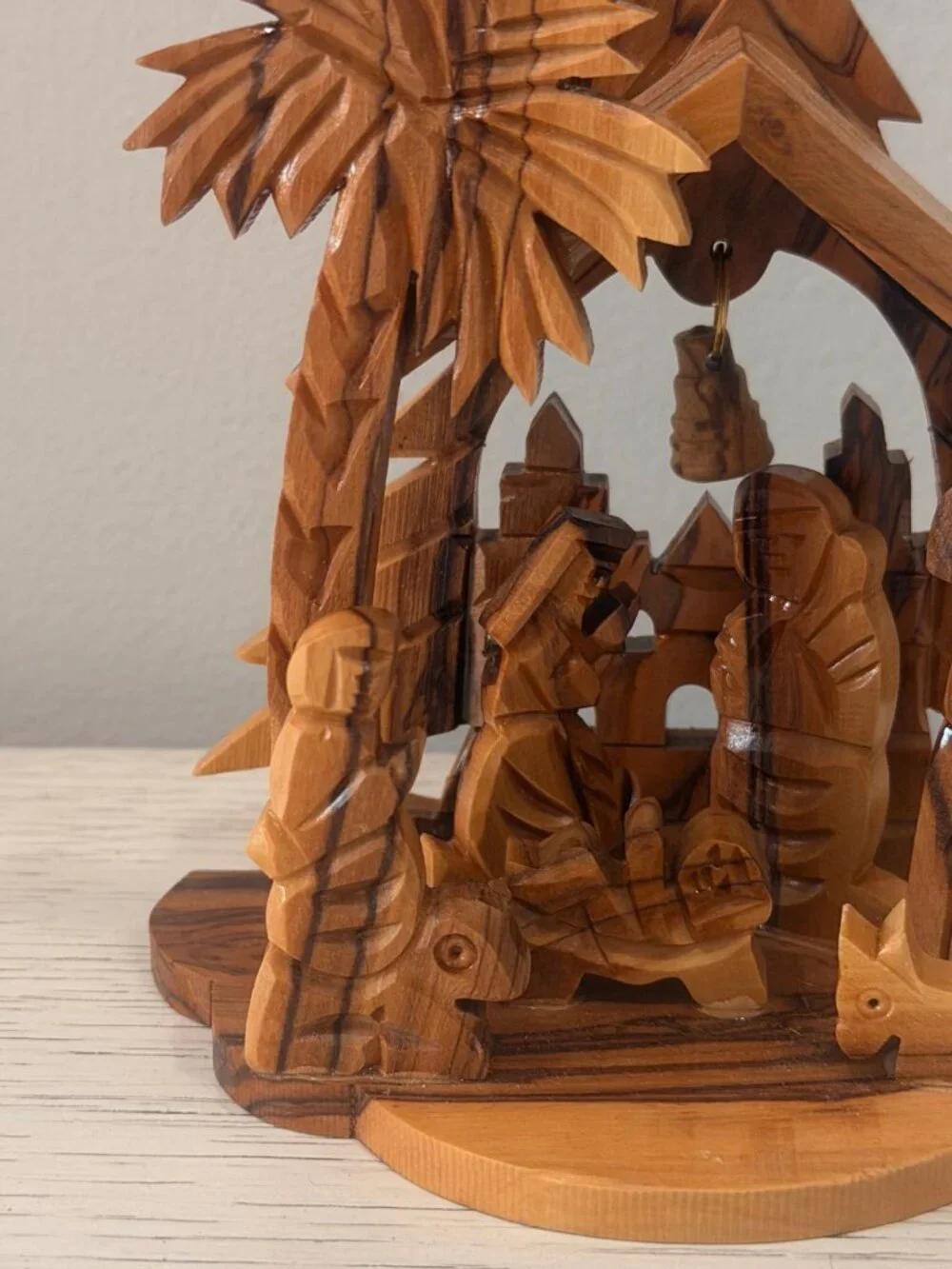 Vintage Olive Wood Nativity Set Handmade Carved in Bethlehem Israel Holy Family